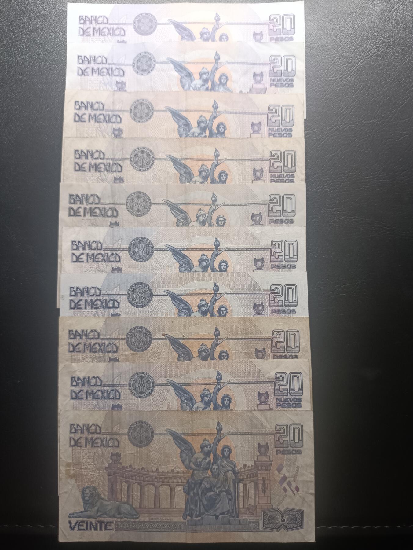 2025十月第三期，总197期 墨西哥20比索钞票批量十张流通品相—AUNC