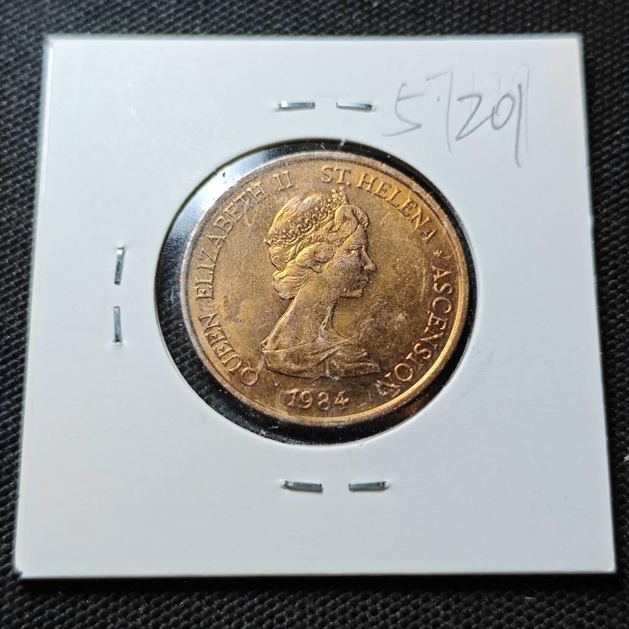 KK钱币收藏小铺  第357场  2月预留时间 周末发货  1984英属圣赫勒拿和阿森松2便士