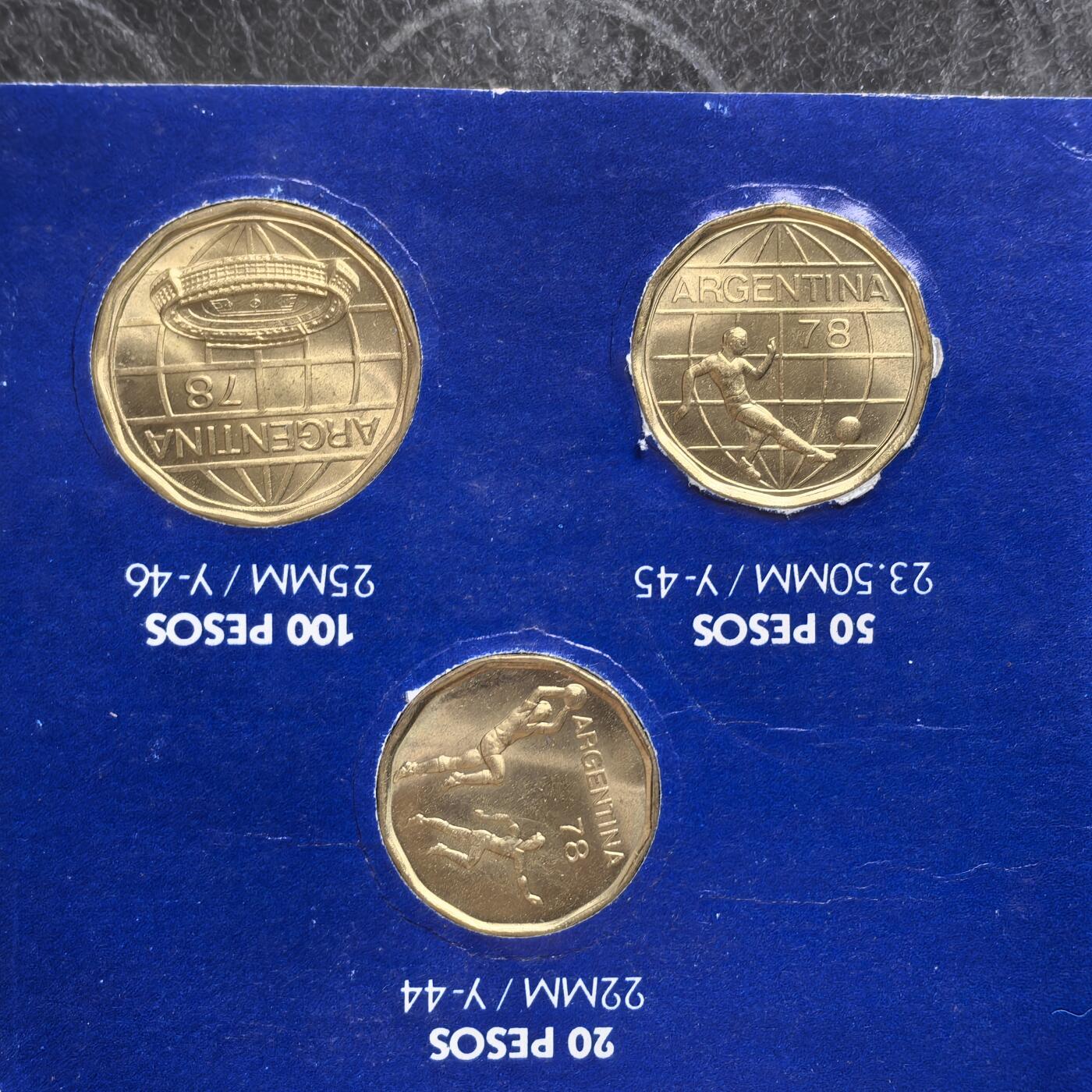 道一币馆币章第一百五十一场 原包装 阿根廷1978年足球世界杯纪念套装六枚 3银3铜