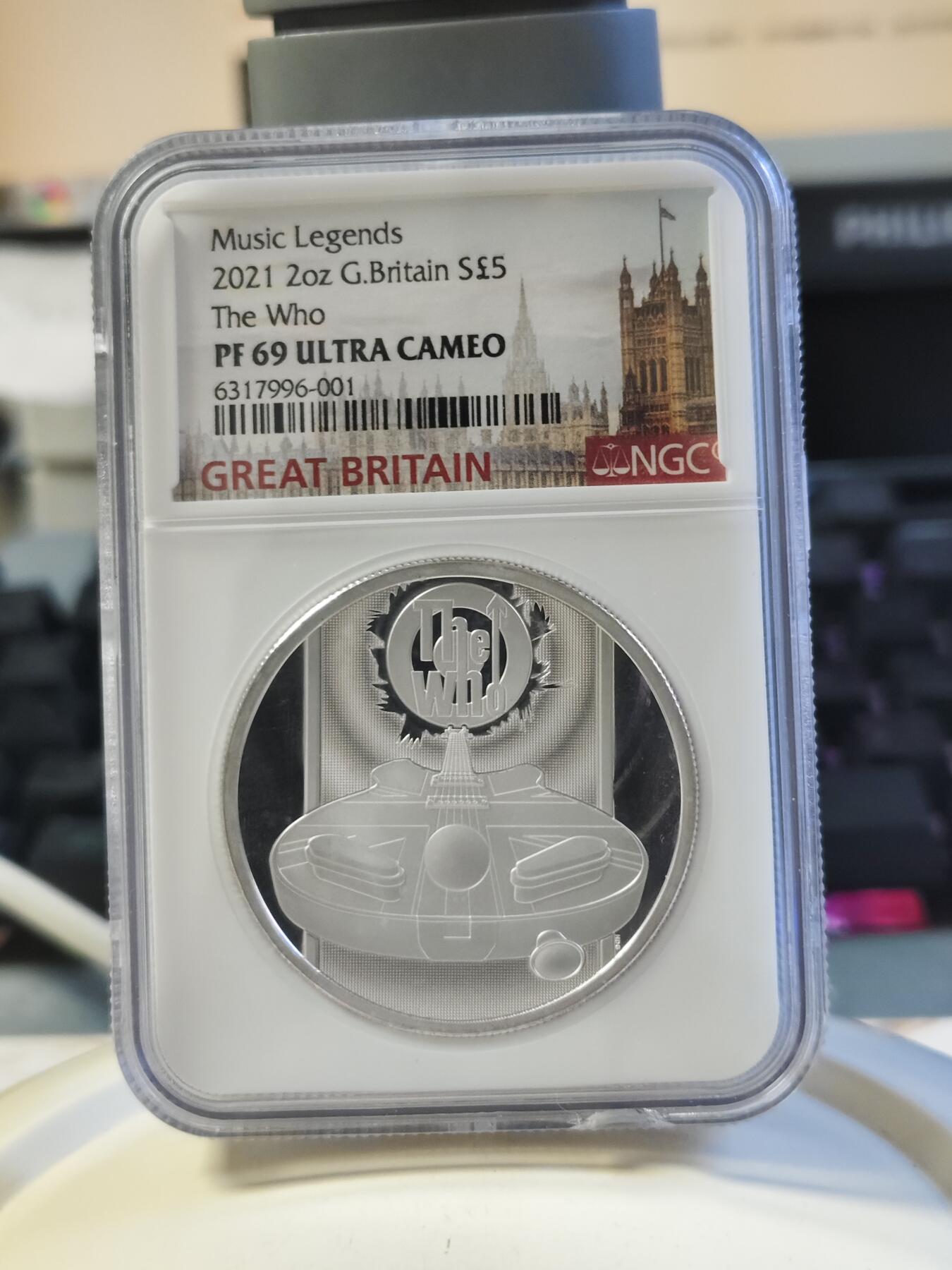 第179期拍卖【长期征集拍品】 英国2021年谁人乐队2盎司精制纪念银币NGC-PF69无盒无证书，999银，评级盒有个碎口