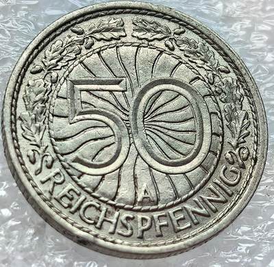 外国优质纪念币银币，周六晚上九点倒数截拍，满百包邮，可寄存半年，喜欢朋友微信扫描二维码可直接参拍 - 魏玛时期1928年50芬尼A版