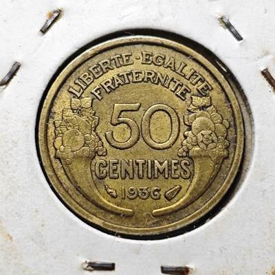 KK钱币收藏小铺  第357场  2月预留时间 周末发货 -  1936法国50分铜币