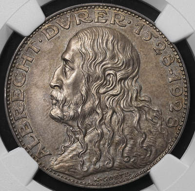 修遠堂世界钱币第九十期 - NGC MS63 1928年德国-阿尔布雷特·丢勒逝世400周年纪念银章 卡尔歌茨作品