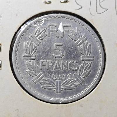 KK钱币收藏小铺  第357场  2月预留时间 周末发货 - 1945 法国5法郎