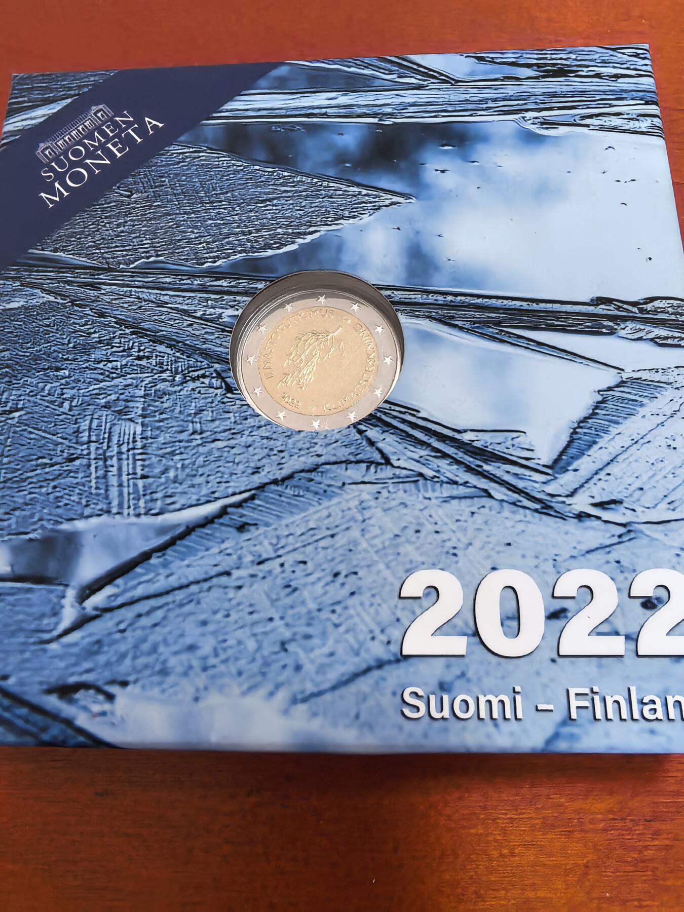 长老汇蛇年精选第六十六场拍卖 2022芬兰气候研究2欧元精制双色币，盒证全，5500枚