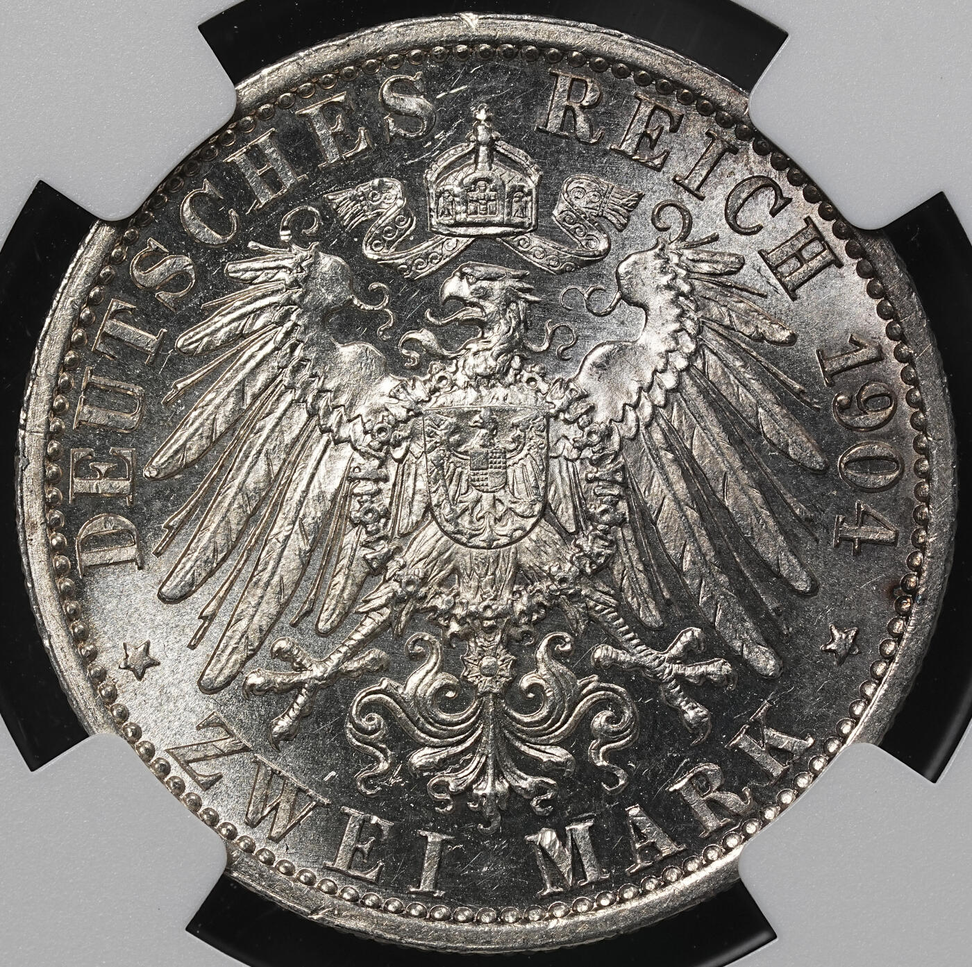 修遠堂世界钱币第九十期 NGC MS63 1904年黑森-菲利普一世诞辰400周年2马克银币
