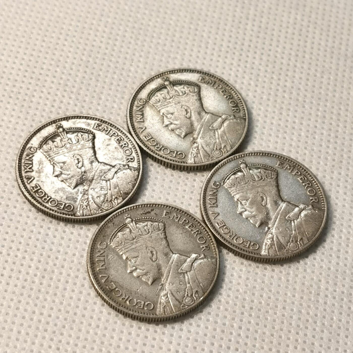 甄臻铺-世界币章拍卖（第36期），送拍享返佣金等优惠多多 斐济1934年1先令银币4枚一组 乔治五世