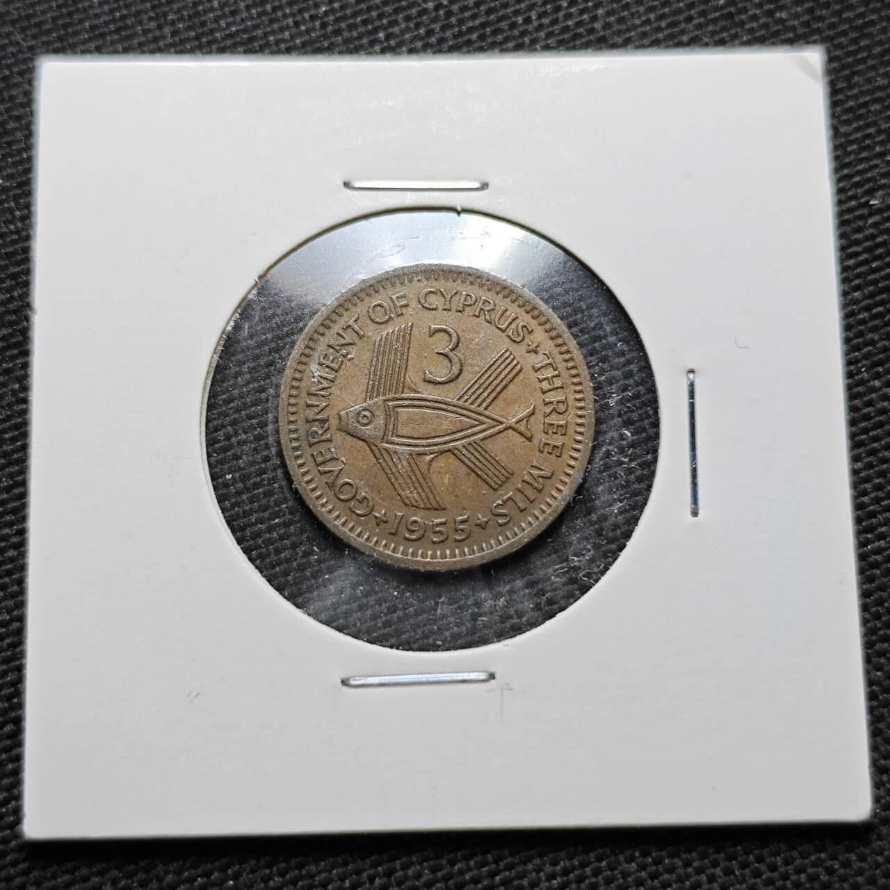 KK钱币收藏小铺  第357场  2月预留时间 周末发货  英属塞浦路斯3米尔铜币
