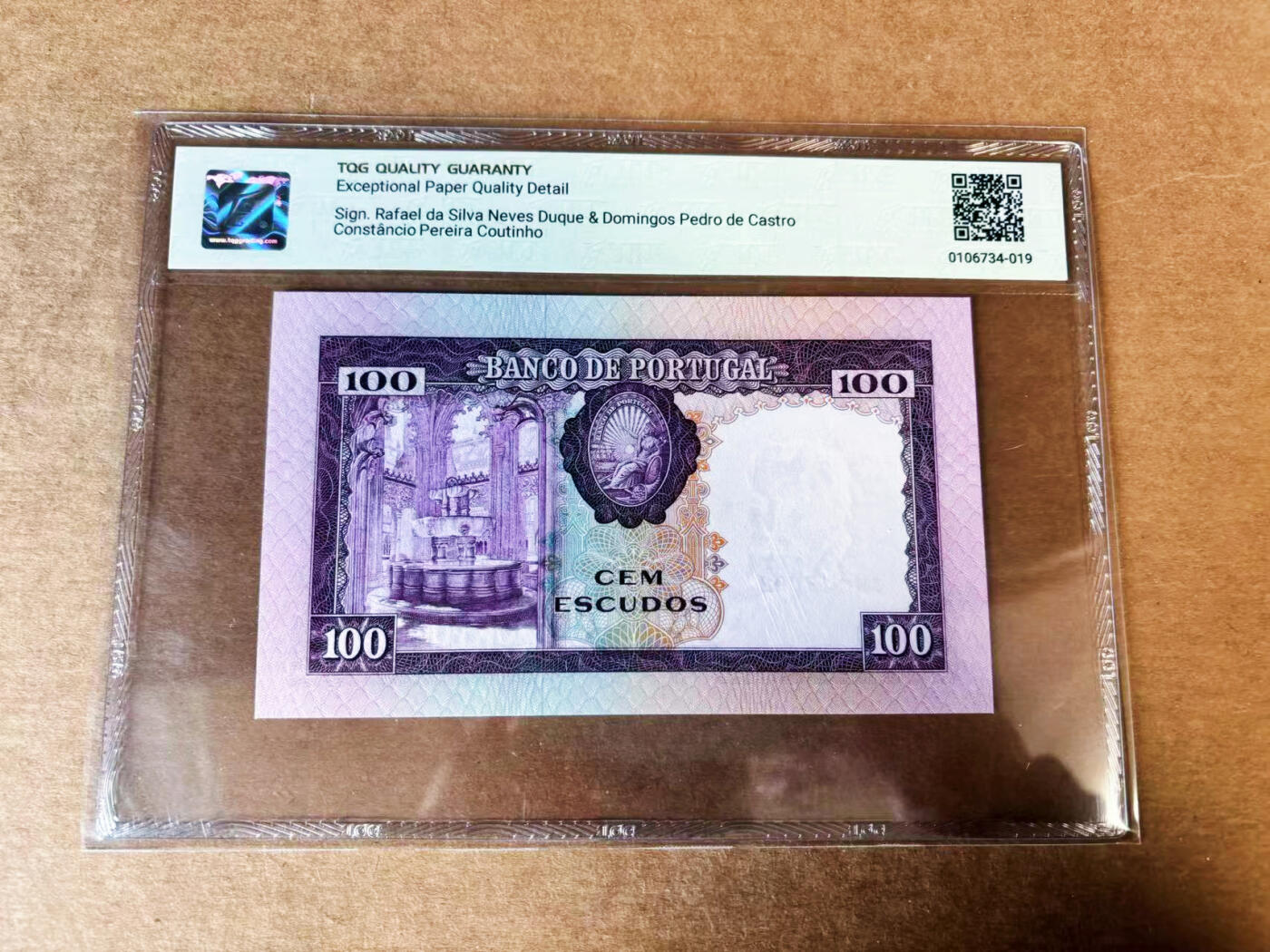 【Blue Auction】世界纸币精拍第741期——18级TOP拍卖/信誉/品质/专业/高效💫 葡萄牙 1961年100埃斯库多 TQG66EPQ
