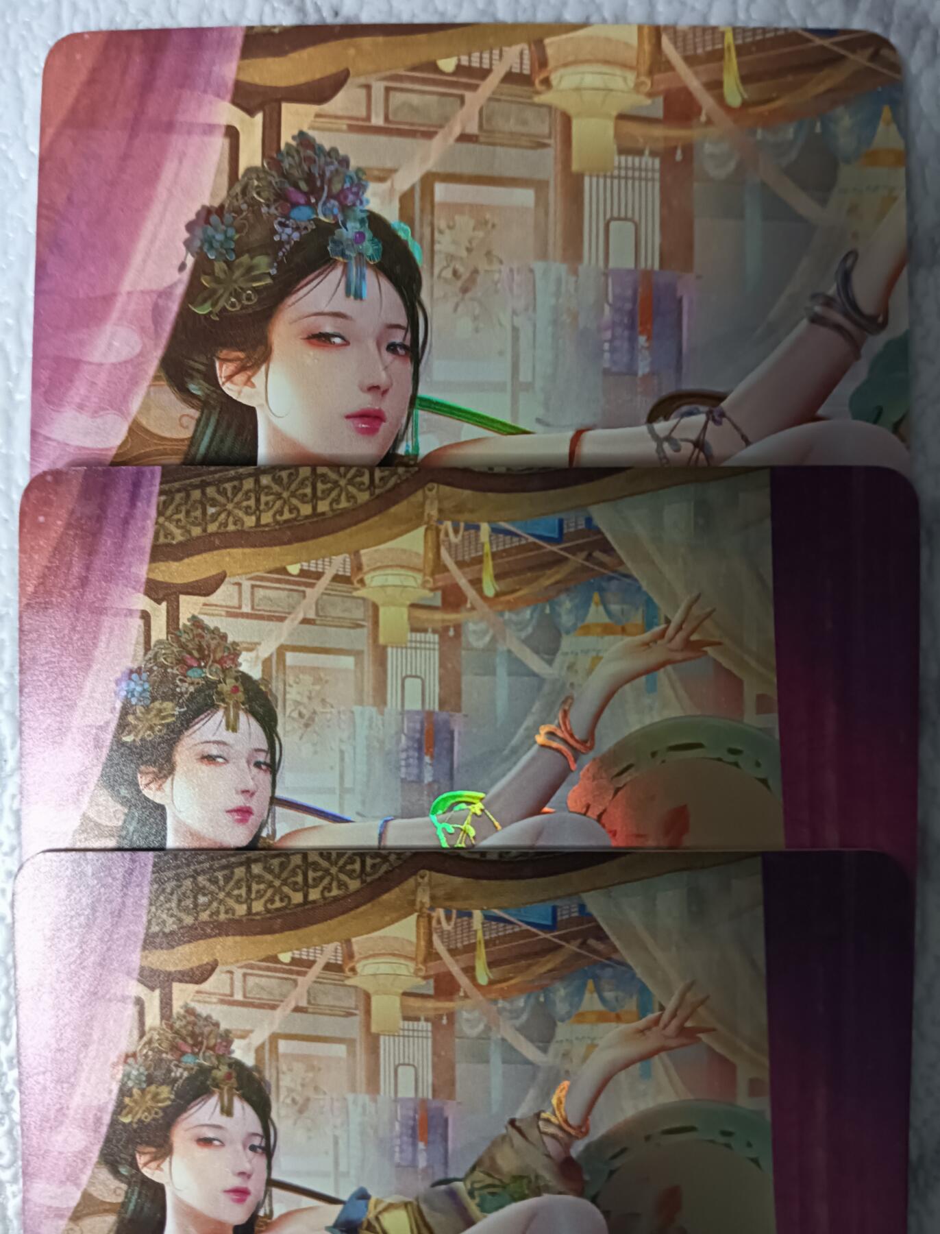 花开卡拍第44期（10月26号周日截拍，品控勿拍!!!拍品不寄存，运费5元，自制卡难免瑕疵，可能存在轻微撞角爆边等出厂瑕疵，品控介意勿拍！） 燎原魅系列 陈阿娇 彩闪三渐变