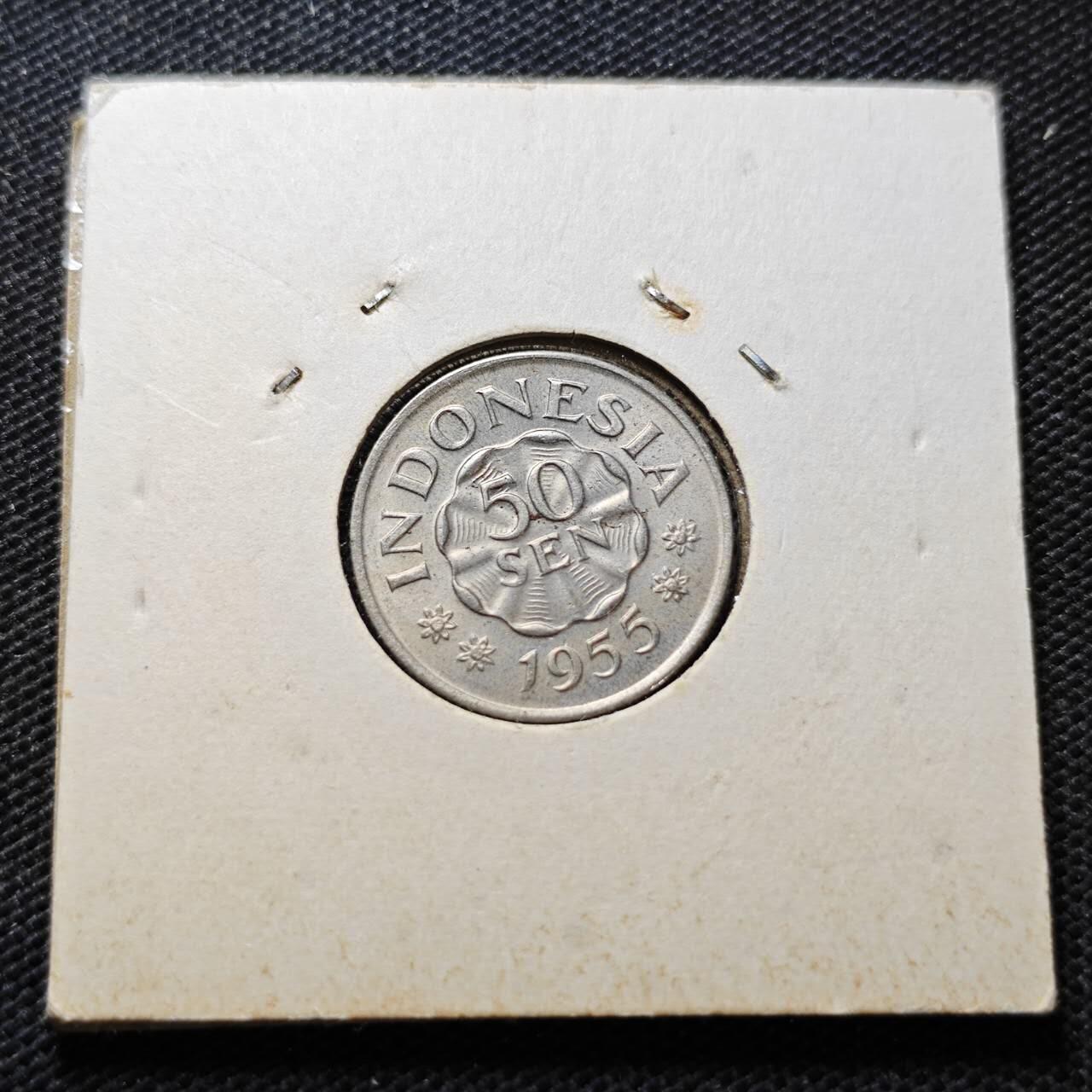 KK钱币收藏小铺  第357场  2月预留时间 周末发货  1955印度尼西亚50仙 好品