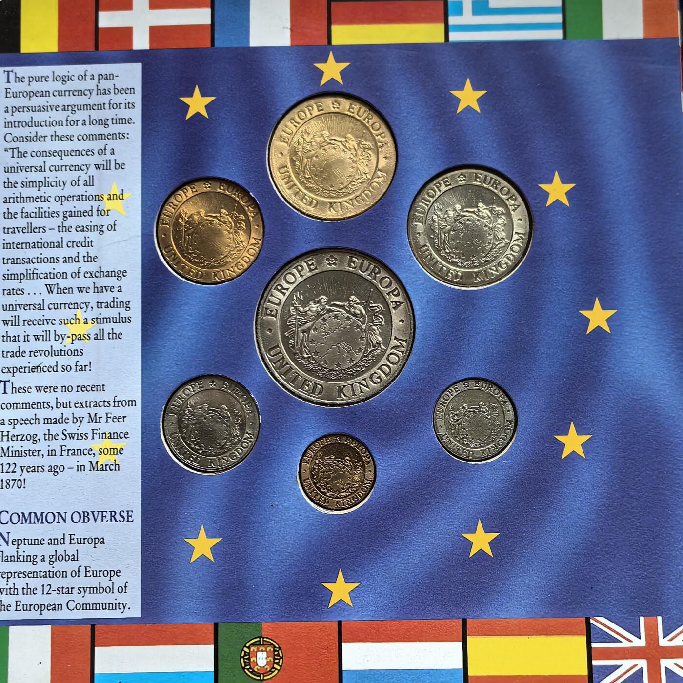 道一币馆币章第一百五十一场 原包装 英国1992年埃居纪念币套装七枚套