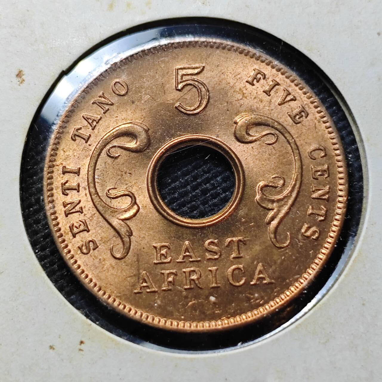 KK钱币收藏小铺  第357场  2月预留时间 周末发货  1964英属东非5分铜币 好品