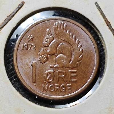 KK钱币收藏小铺  第357场  2月预留时间 周末发货 -  1972挪威松鼠 拆卷品