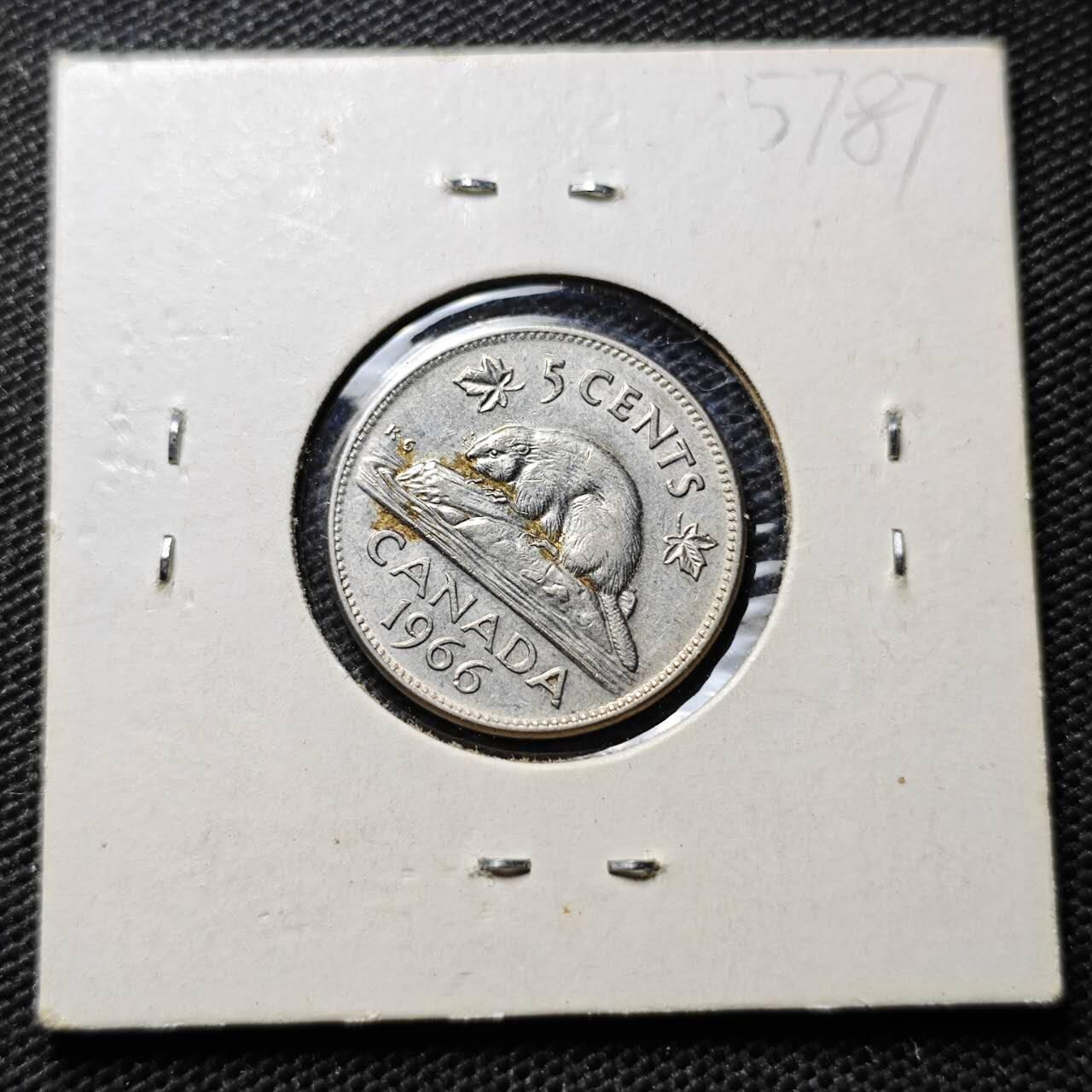 KK钱币收藏小铺  第357场  2月预留时间 周末发货 1966加拿大5分 