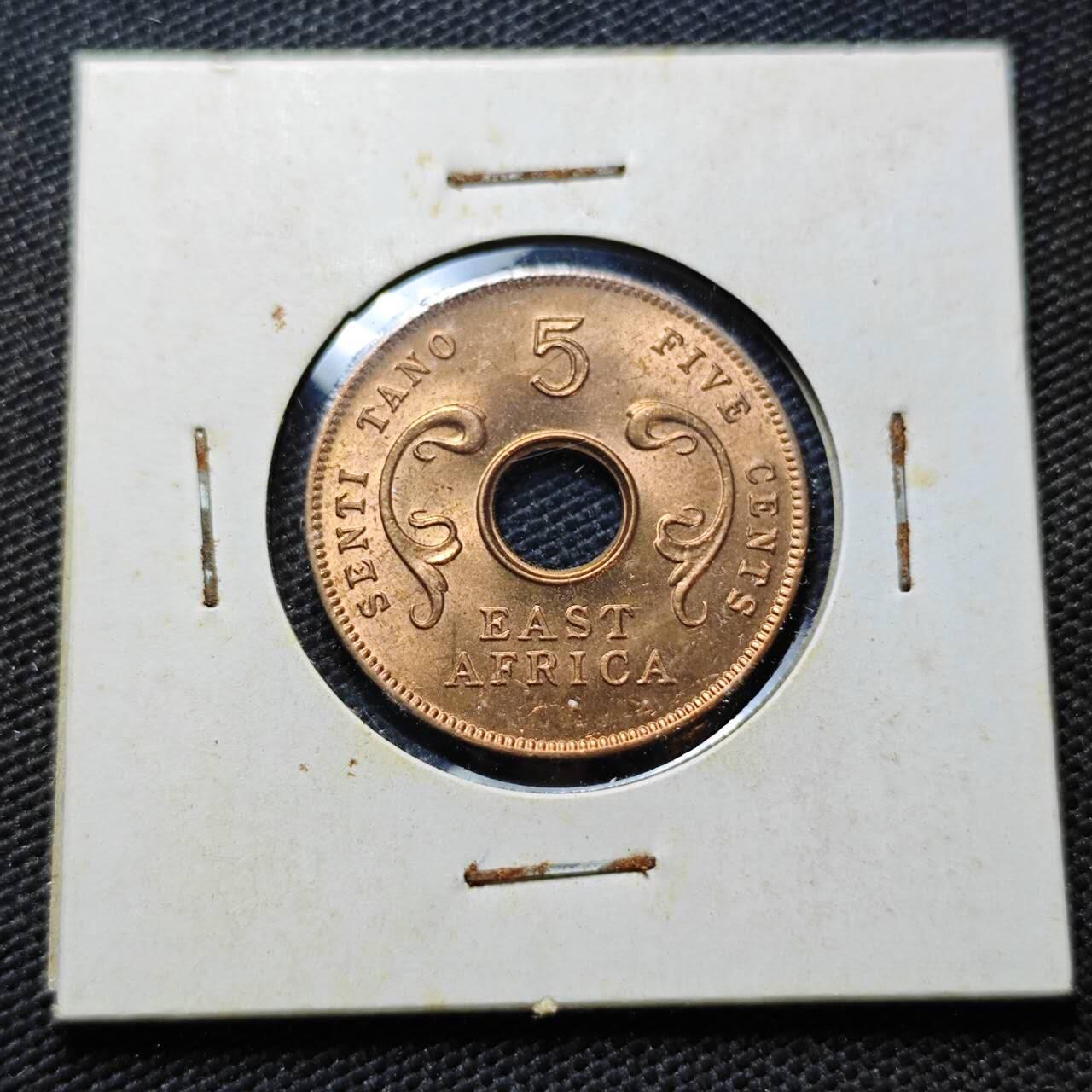 KK钱币收藏小铺  第357场  2月预留时间 周末发货  1964英属东非5分铜币 好品