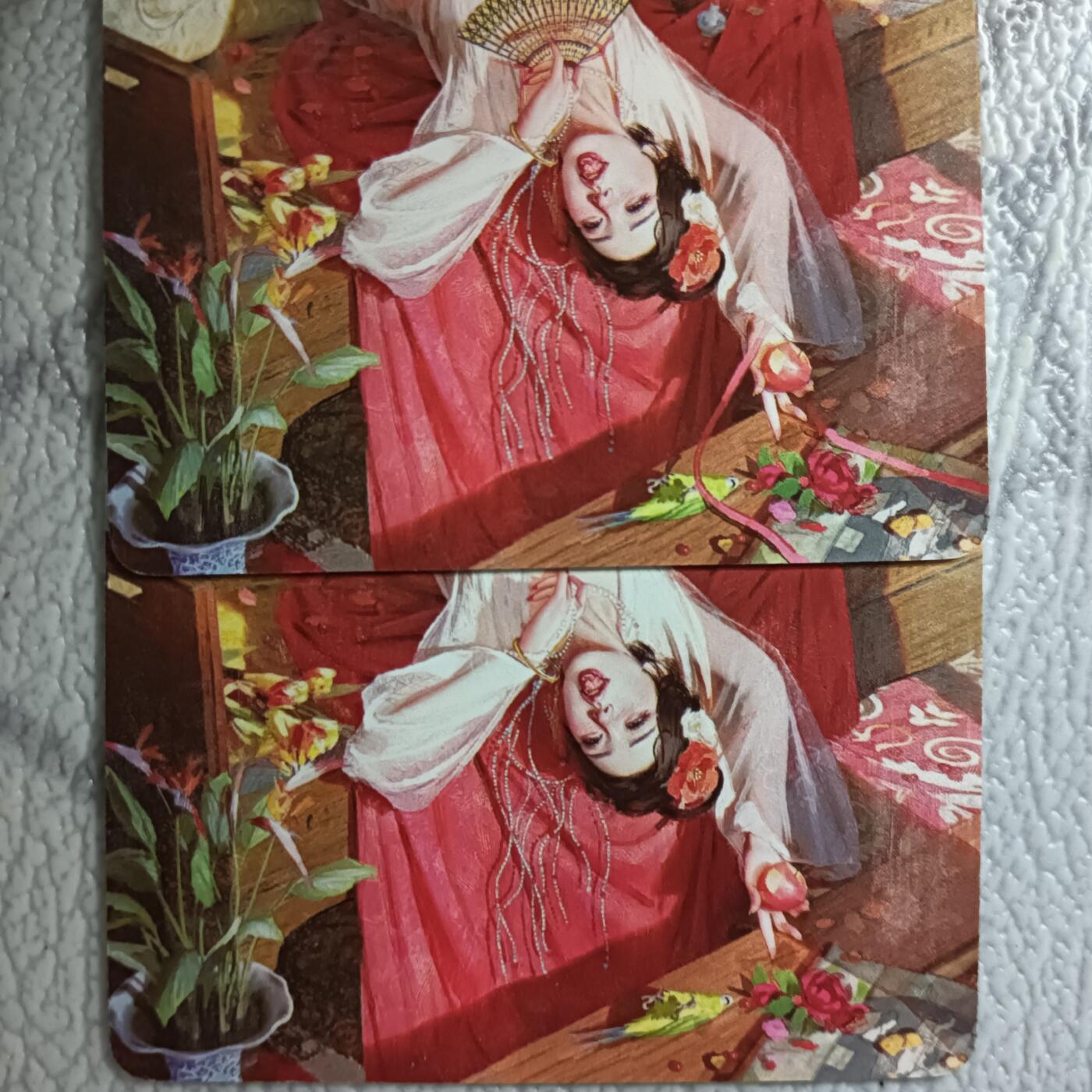 花开卡拍第44期（10月26号周日截拍，品控勿拍!!!拍品不寄存，运费5元，自制卡难免瑕疵，可能存在轻微撞角爆边等出厂瑕疵，品控介意勿拍！） 燎原焱卡 人间传 李桂姐双服饰 普卡2张