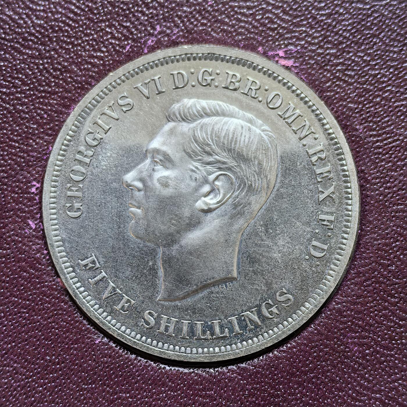 道一币馆币章第一百五十一场 红色原盒证 英国1951年乔治六世马剑镍克朗