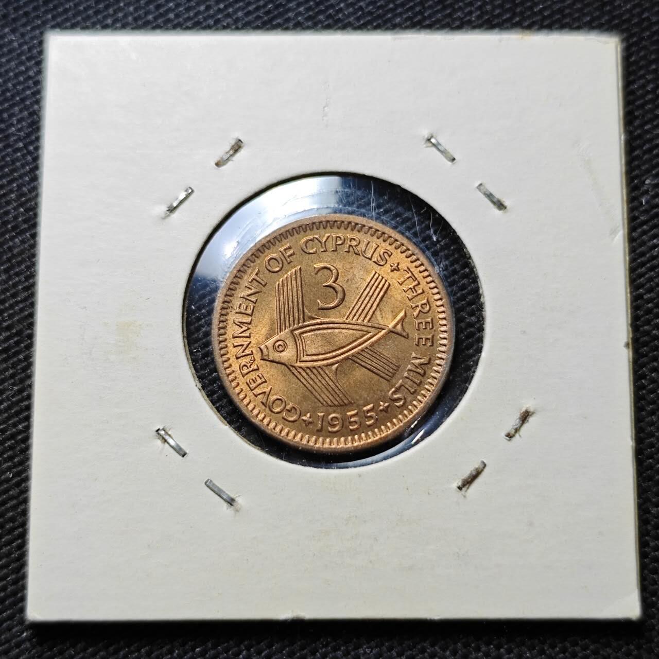 KK钱币收藏小铺  第357场  2月预留时间 周末发货  英属塞浦路斯3米尔铜币 好品