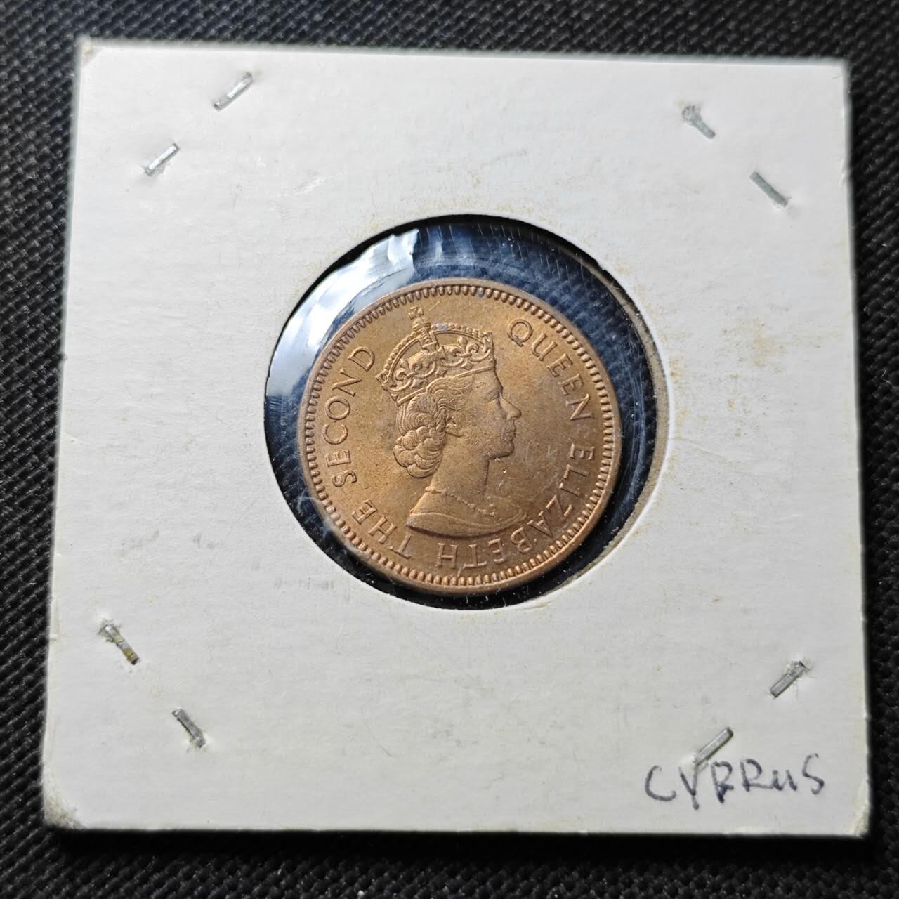 KK钱币收藏小铺  第357场  2月预留时间 周末发货  1955英属塞浦路斯3米尔铜币