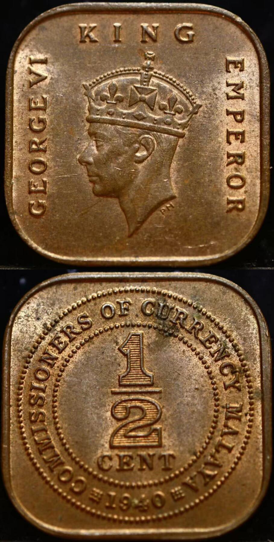 甄臻铺-世界币章拍卖（第36期），送拍享返佣金等优惠多多 NGC-MS63BN 1904英属马来亚半分铜币，乔治六世头像，字口锋利、原味包浆、车轮光，殖民地题材代表作