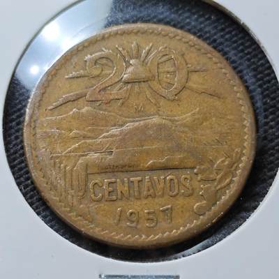 KK钱币收藏小铺  第357场  2月预留时间 周末发货 - 1957墨西哥20分