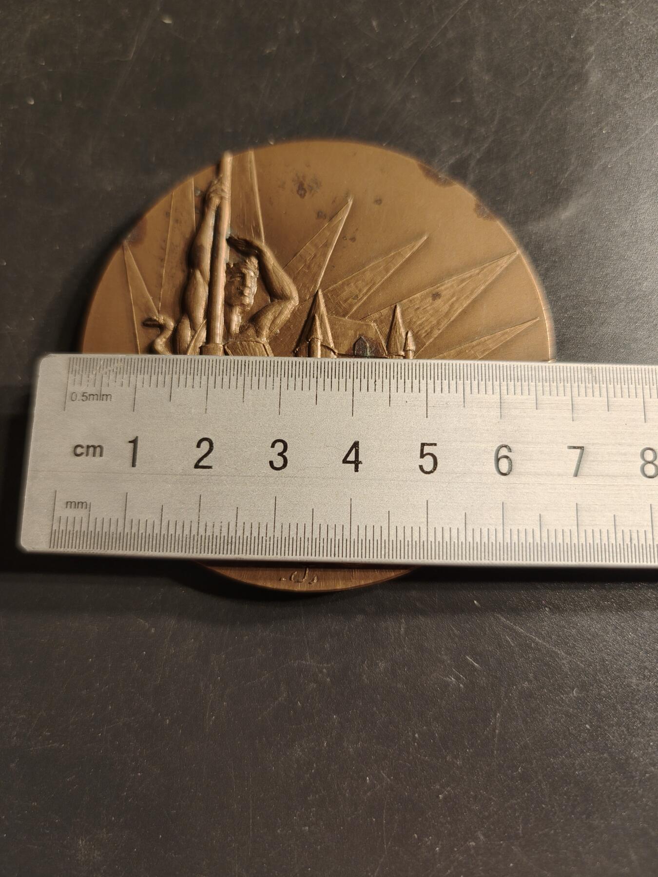 老王徽章第158期 法国工农业元素大铜章   直径68mm.   重量151.9g