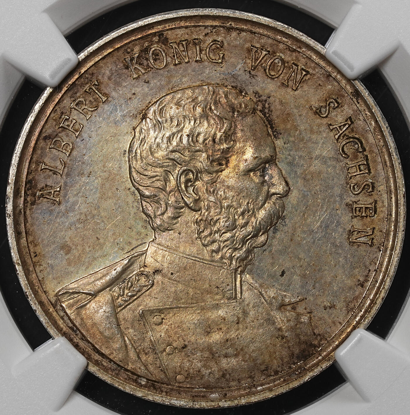 修遠堂世界钱币第九十期 NGC MS62 1889年萨克森-韦廷王朝800周年纪念银章
