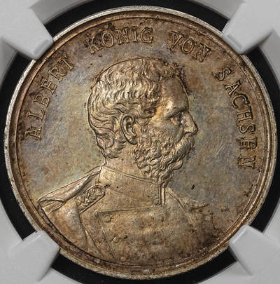 修遠堂世界钱币第九十期 - NGC MS62 1889年萨克森-韦廷王朝800周年纪念银章