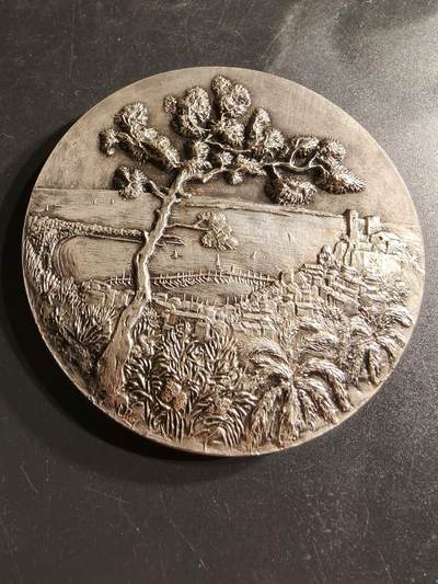 老王徽章第158期 - 法国戛纳市1991年镀银大铜章     高浮雕     直径78mm.   重量310.2g