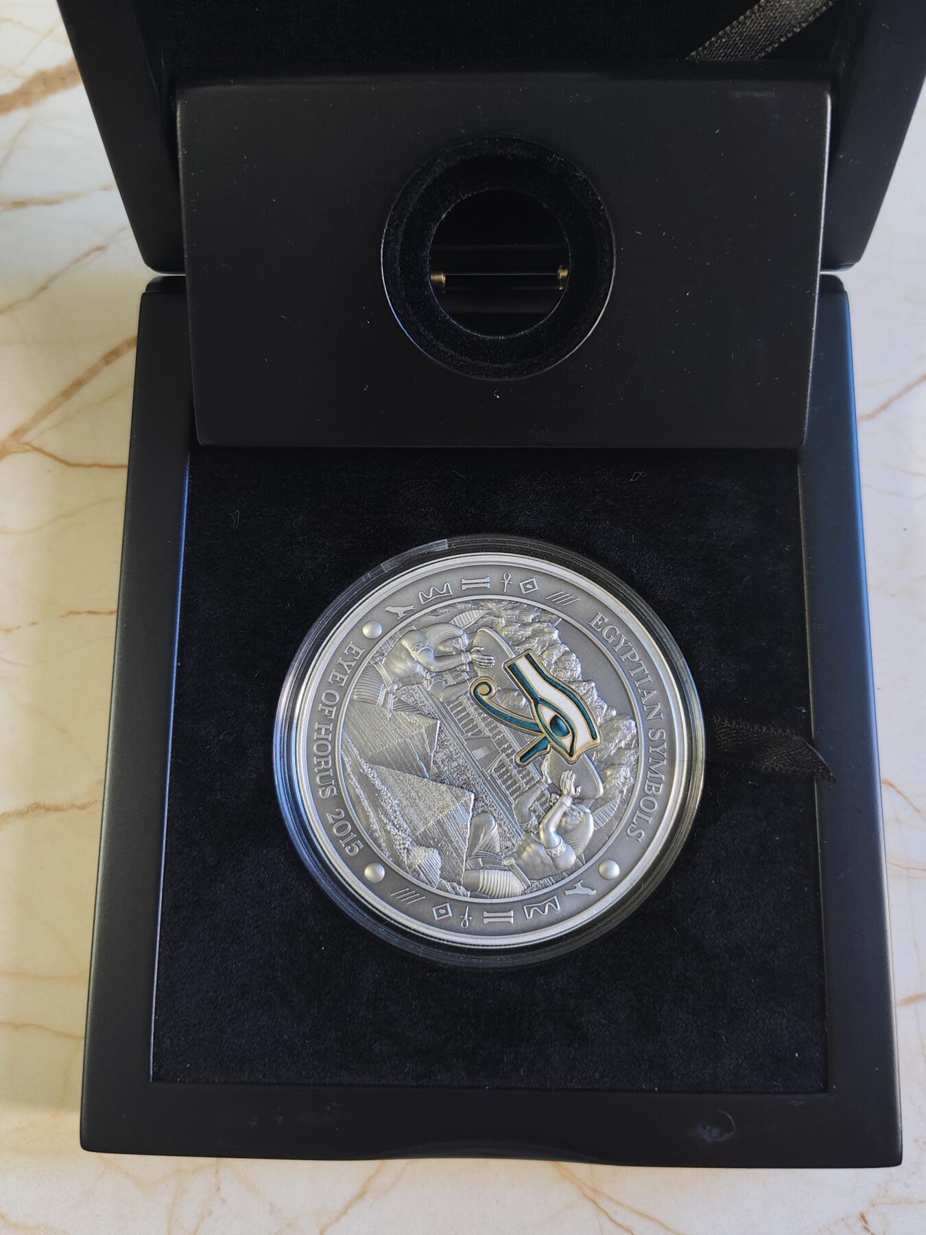 第179期拍卖【长期征集拍品】 帕劳2015年古埃及文明符号荷鲁斯之眼纪念银币，999银，3盎司