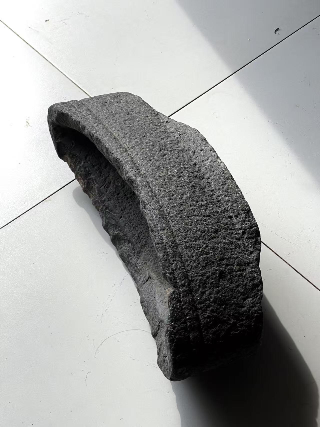 明代黑青石元寶盆：全品包老50/18/18