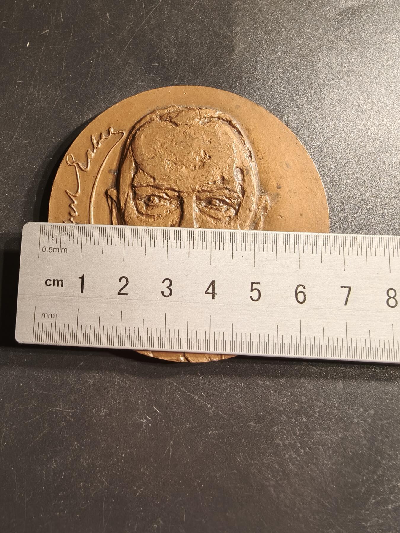 老王徽章第158期 法国画家罗伯特·法兰克大铜章    直径68mm.  重量125.3g