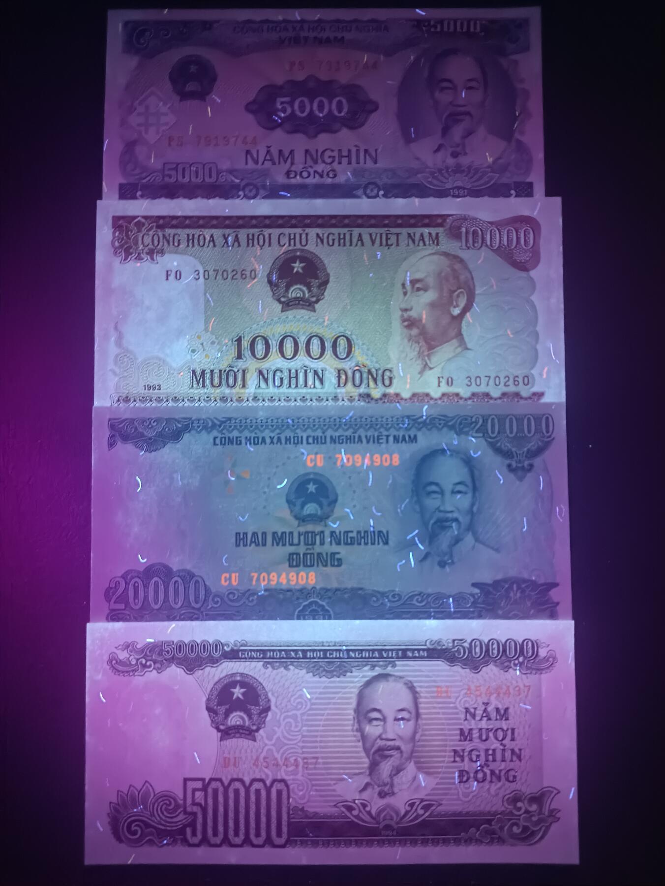 2025十月第三期，总197期 【果】越南1991-1994年5000+10000+20000+50000盾UNC—UNC-，胡志明和水电站/下龙湾/工厂和码头