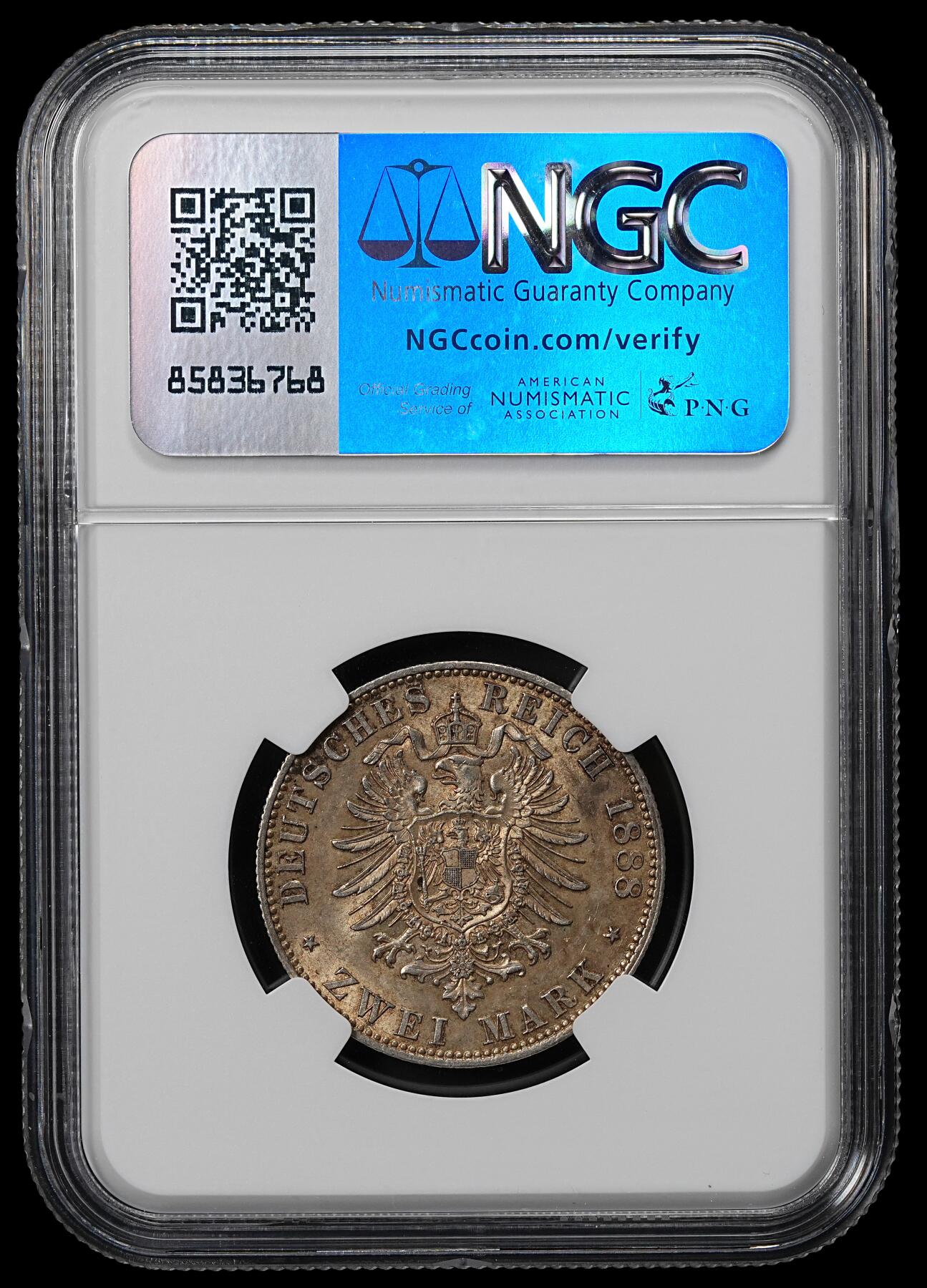 修遠堂世界钱币第九十期 NGC MS62 1888年普鲁士弗里德里希三世2马克银币