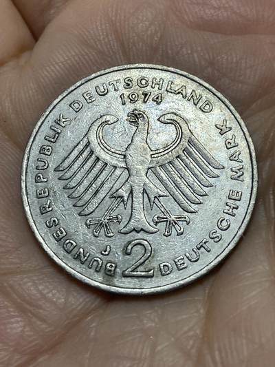 2025年第一百一十六场(总第一百四十二场）外国好品散币(免佣金) - 德国🇩🇪1974年2马克(J标，汉堡造)