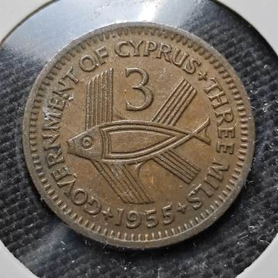 KK钱币收藏小铺  第357场  2月预留时间 周末发货 -  英属塞浦路斯3米尔铜币