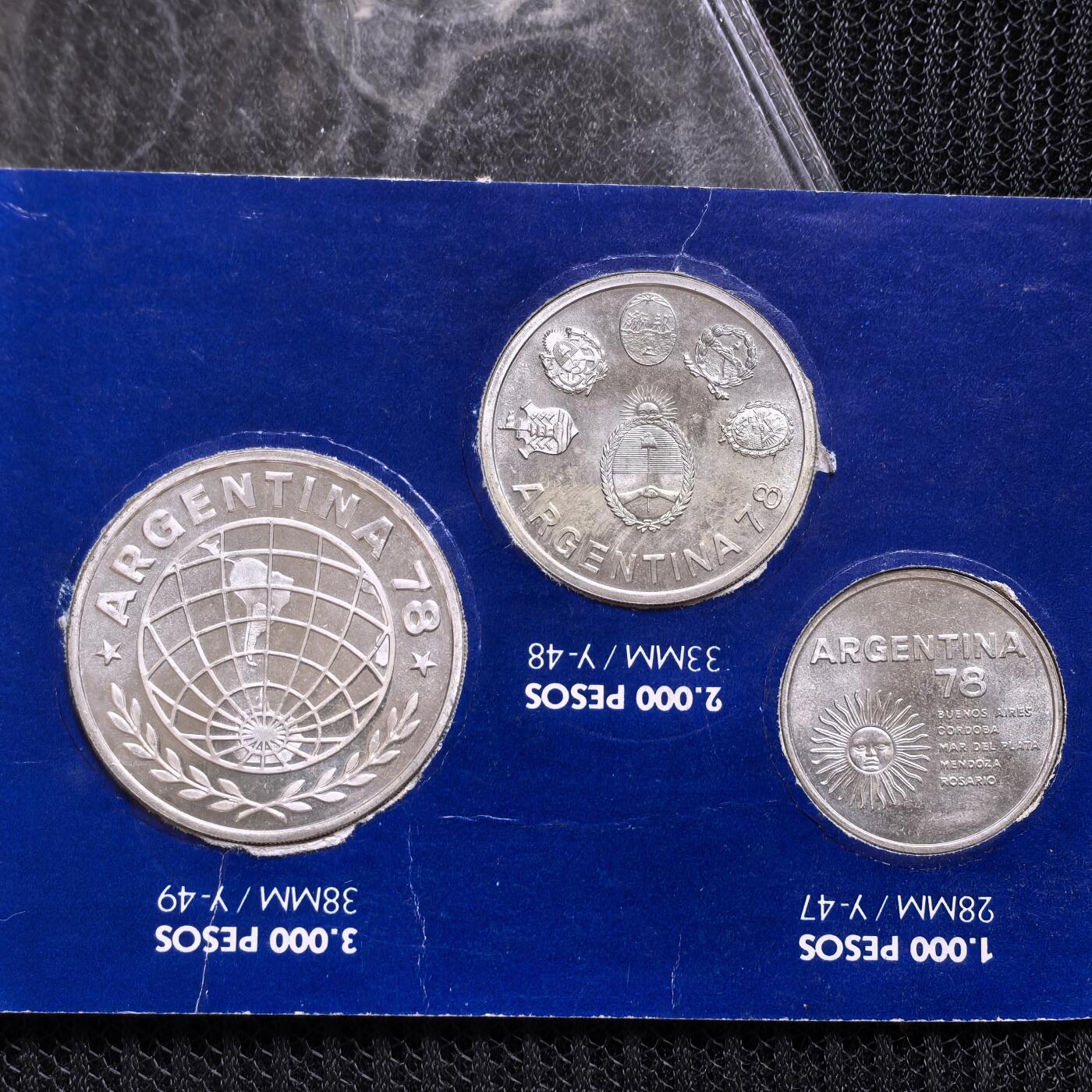 道一币馆币章第一百五十一场 原包装 阿根廷1978年足球世界杯纪念套装六枚 3银3铜