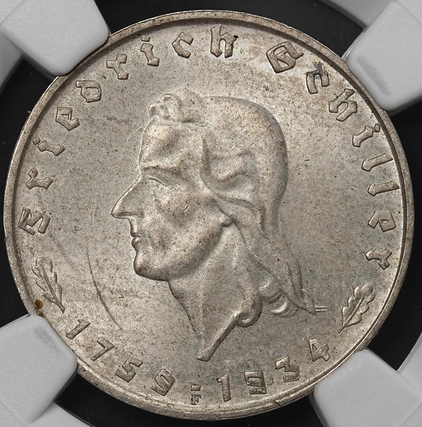 修遠堂世界钱币第九十期 NGC MS63 1934年第三帝国-席勒诞辰175周年纪念2马克银币