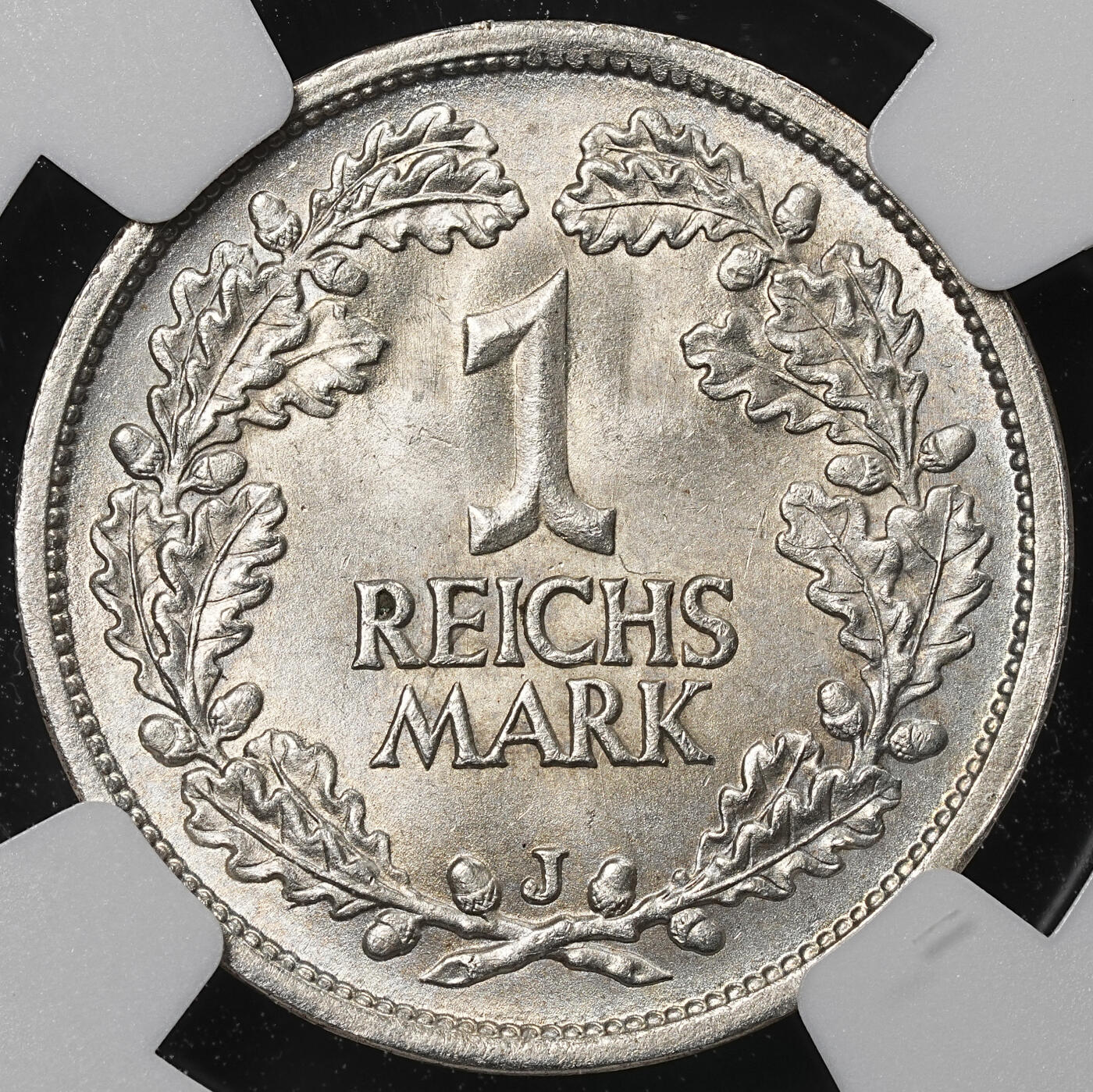 修遠堂世界钱币第九十期 NGC MS65 1925年德国魏玛政府1马克银币 J厂铭 冠军分
