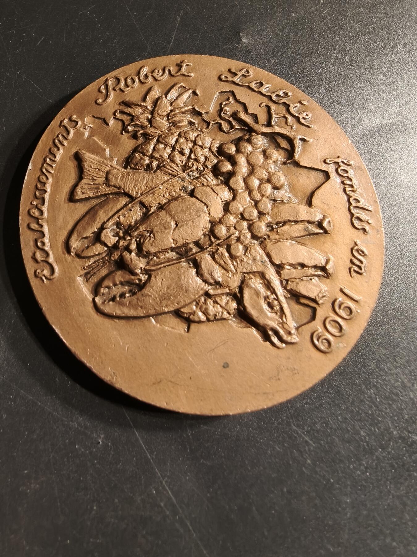 老王徽章第158期 法国画家罗伯特·法兰克大铜章    直径68mm.  重量125.3g