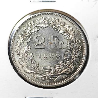 KK钱币收藏小铺  第357场  2月预留时间 周末发货 -  1998瑞士2法郎