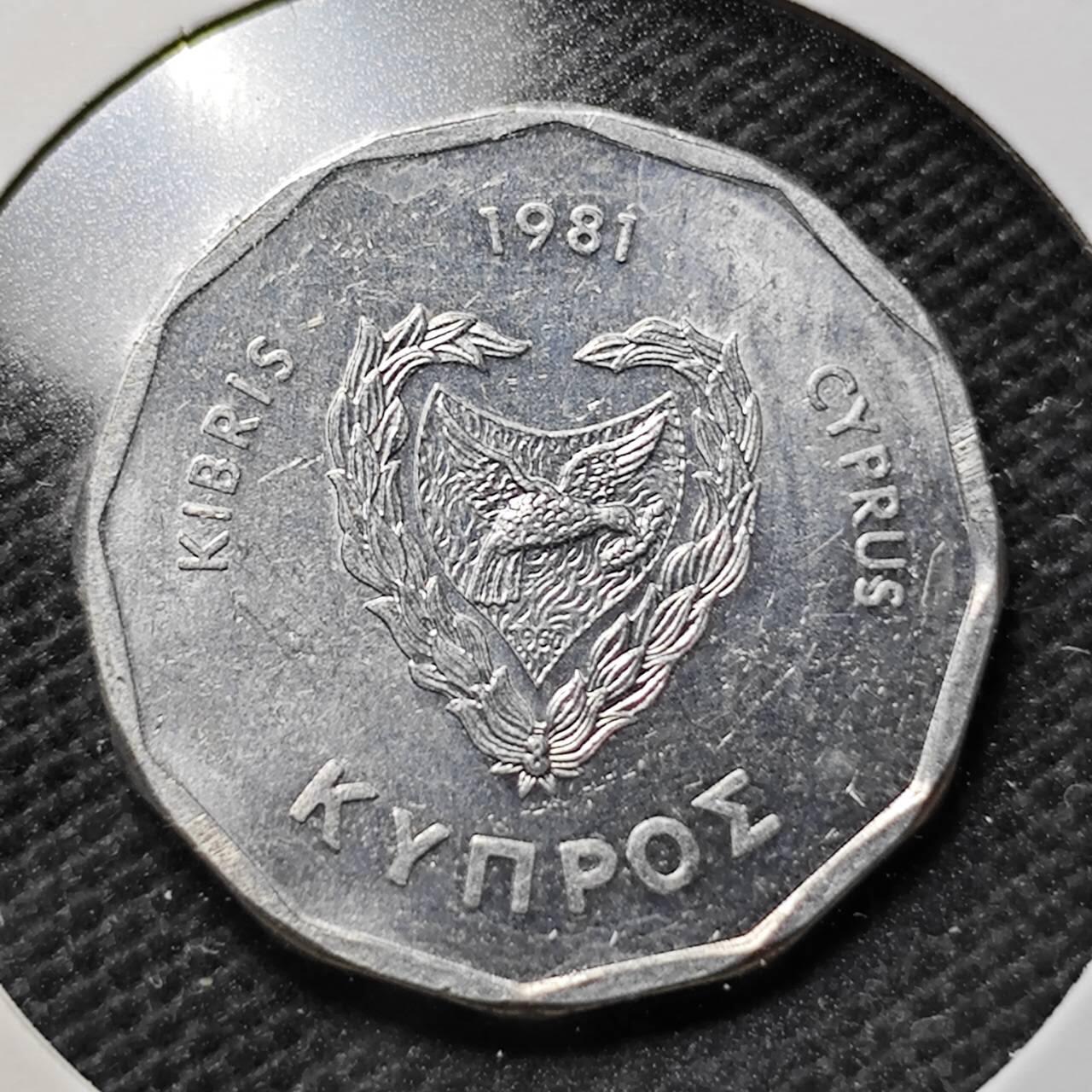 KK钱币收藏小铺  第357场  2月预留时间 周末发货 1981塞浦路斯5米尔 好品