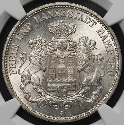 修遠堂世界钱币第九十期 - NGC MS65 1911年汉堡3马克银币