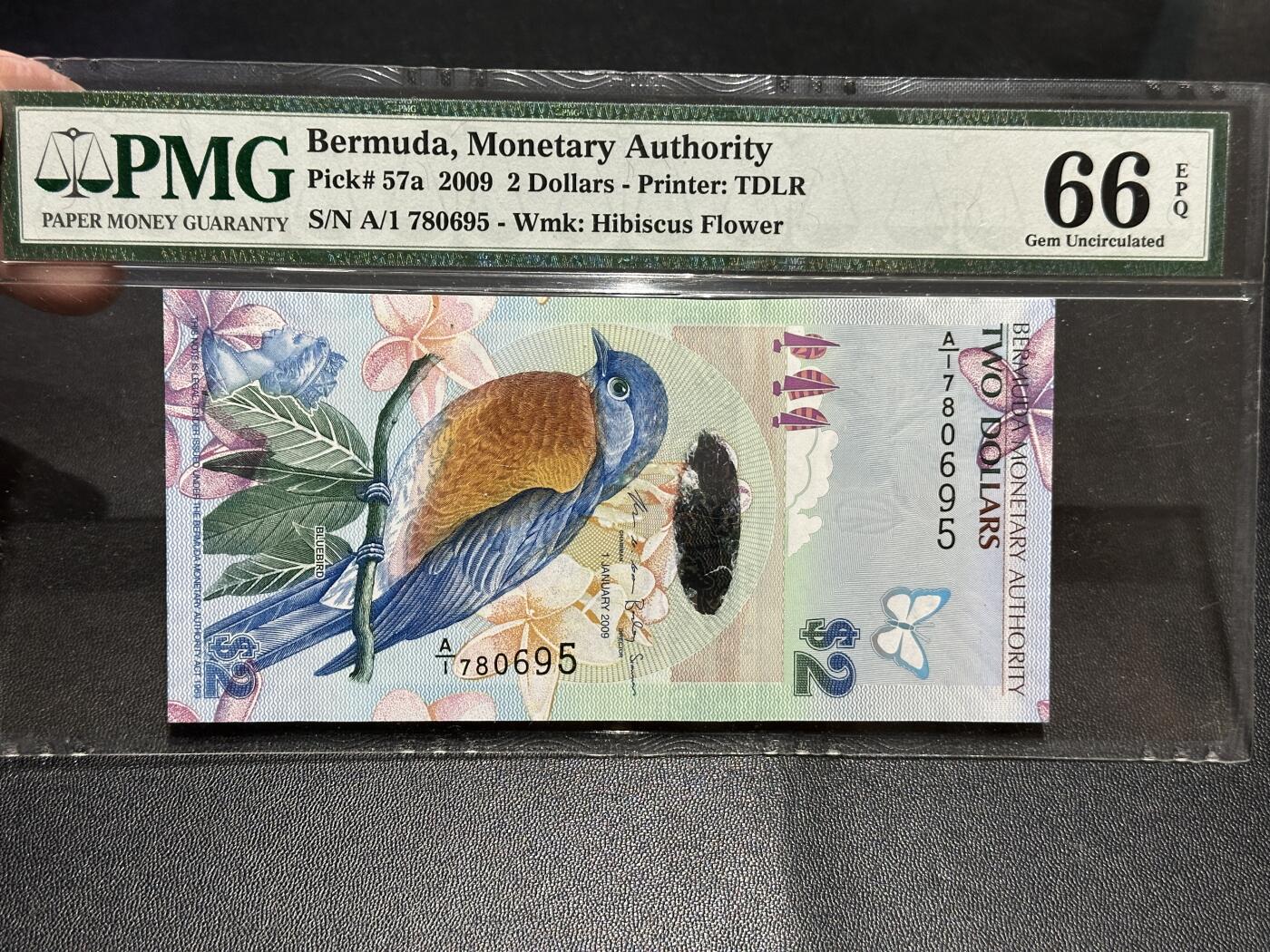 《外钞收藏家》第五百七十八期（热门品种好货场）（本平台长期征集拍品、欢迎藏友们联系合作） 2009年百慕大2元 PMG66 A/1冠