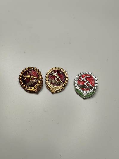 新时代收藏徽章红藏拍卖(第二十七场)  徽章纸品证书杂项 - 体育锻炼标准证章三枚 青年组少年组