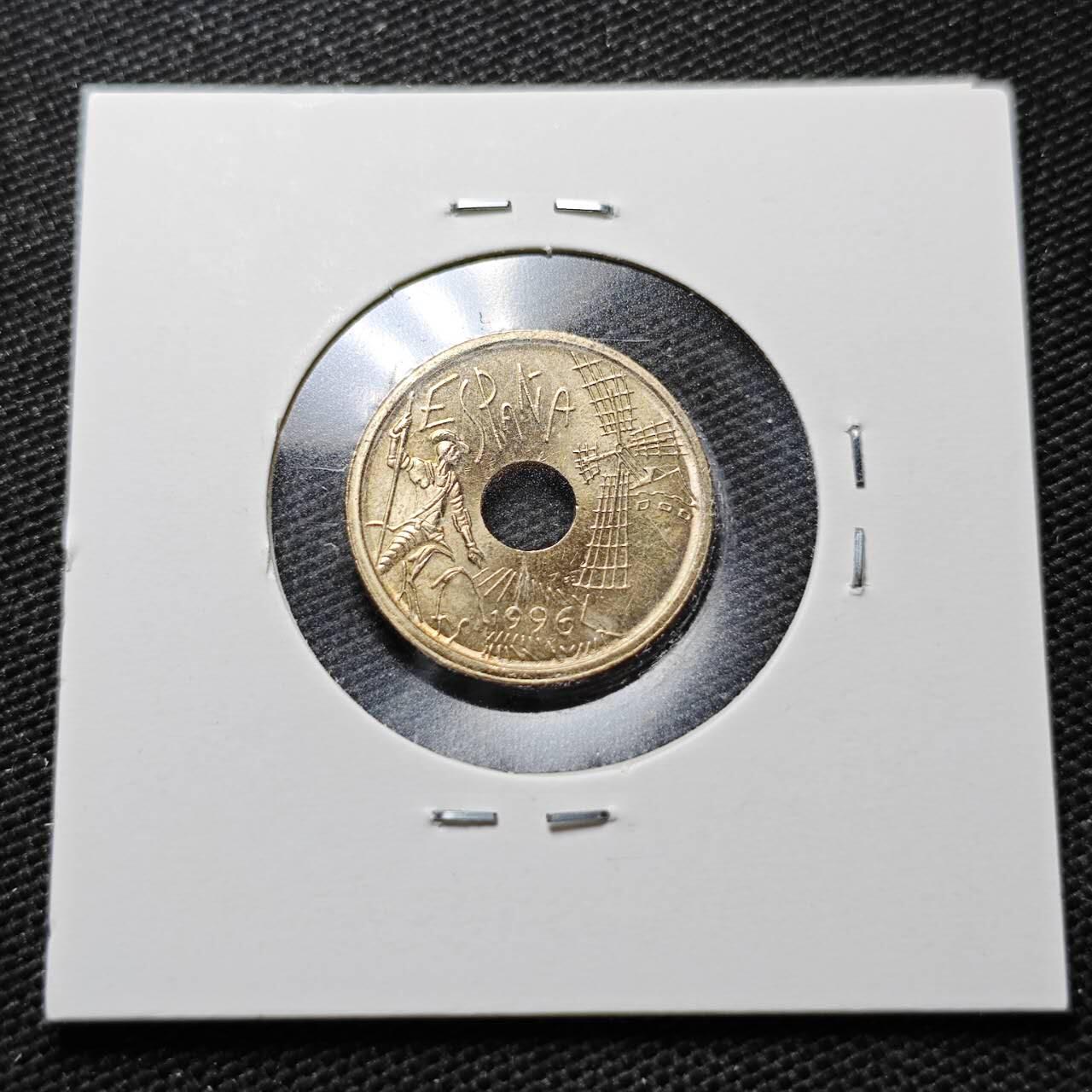 KK钱币收藏小铺  第357场  2月预留时间 周末发货  1996西班牙25比塞塔纪念币 末年