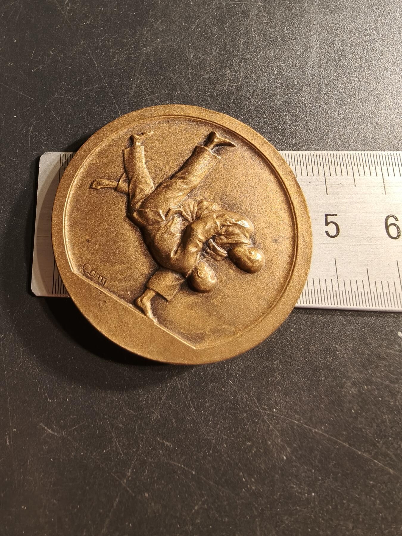 老王徽章第158期 法国柔道运动大铜章    直径46mm.   重量40g