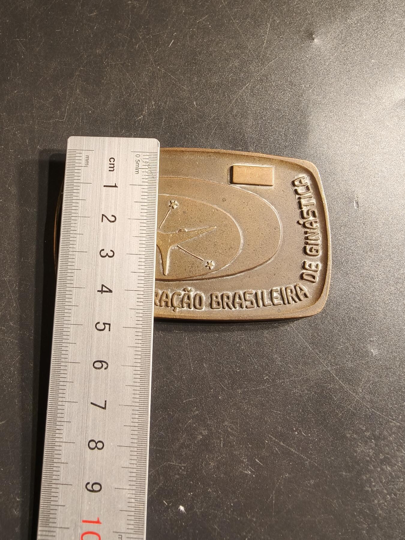 老王徽章第158期 巴西体育联合会方形大铜章    尺寸80×48mm.   重量133.3g