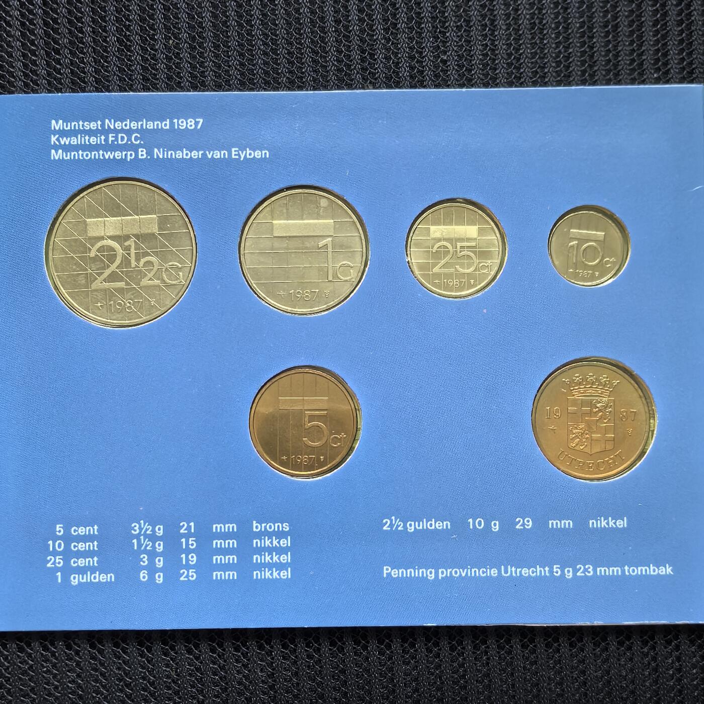 道一币馆币章第一百五十一场 原包装 荷兰1987年套币5枚+纪念章